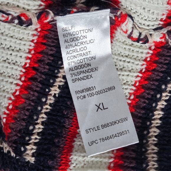 Democracy Striped Long‎ Sleeve Layered Look Sweater XL NWT - Picture 4 of 9